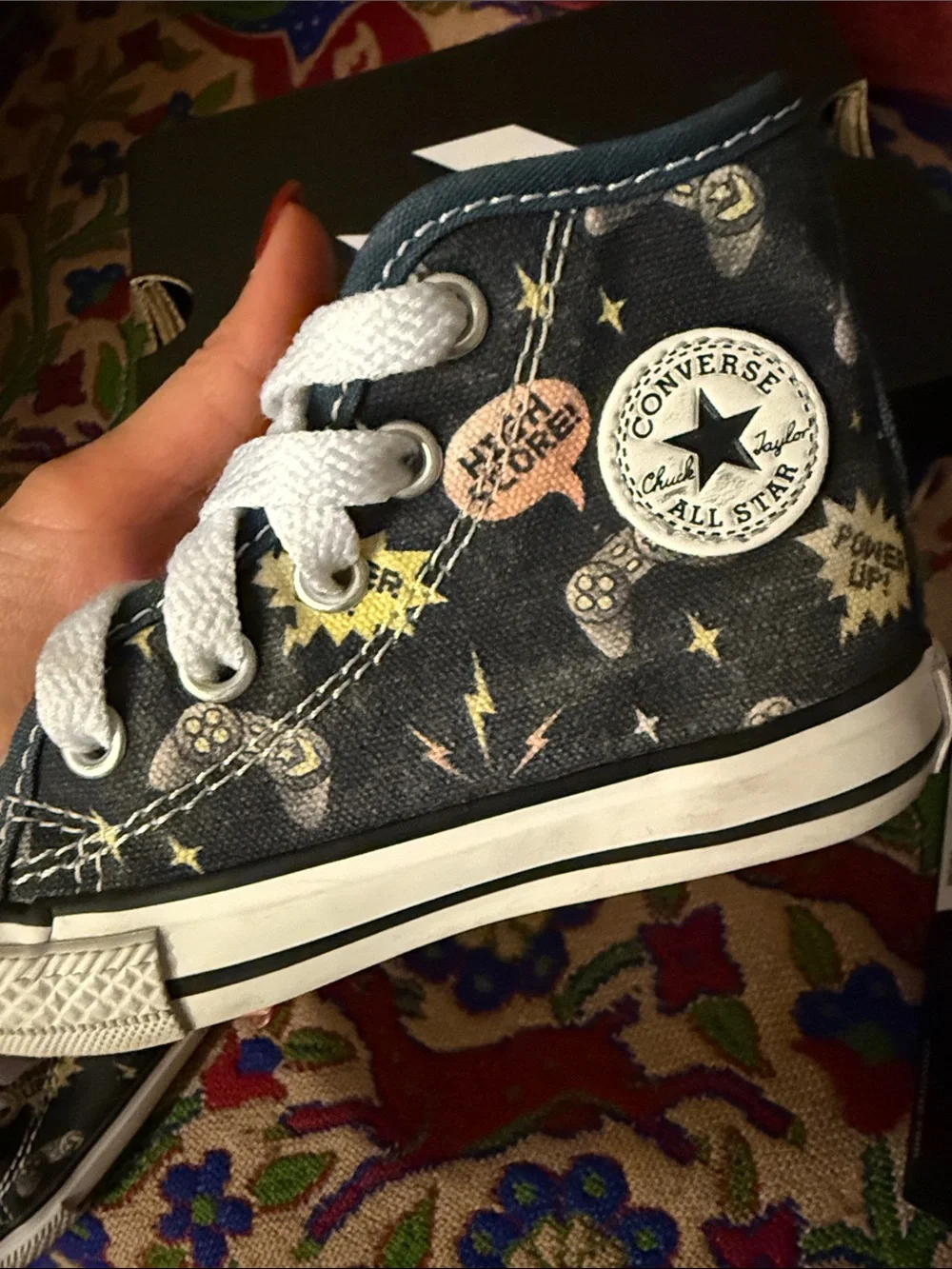 Converse Infant Navy High-Top Sneakers with Gaming Print